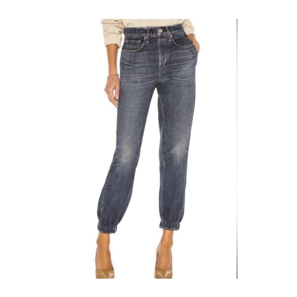 Rag & Bone Joggers XXS Miramar Printed Faux Jeans Pull On Medium Wash #D6-5